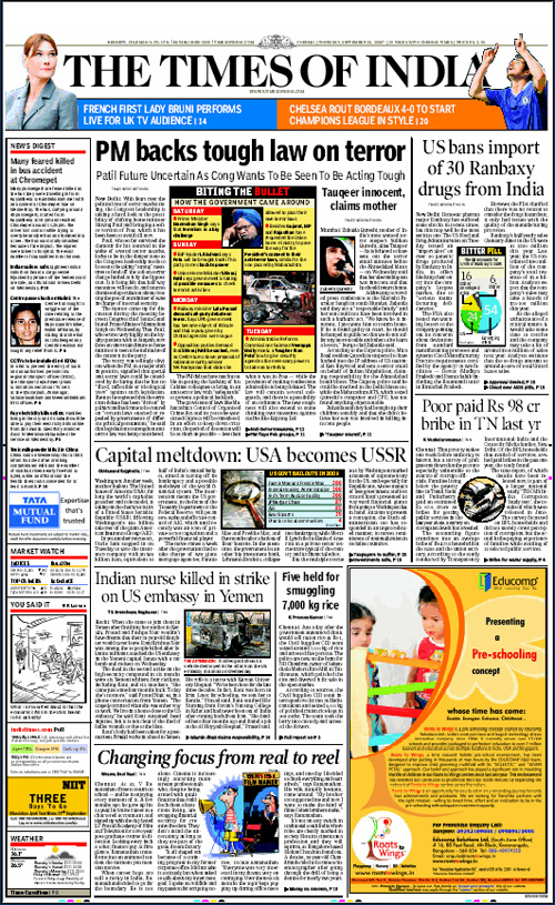 The Times of India September 18, 2008